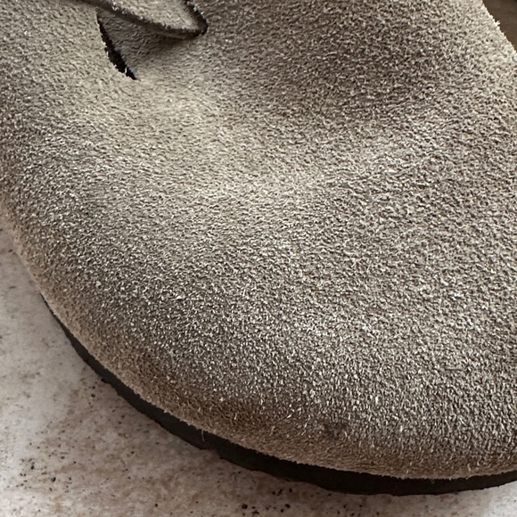 Birkenstock Taupe Suede Mules with Buckle - Picture 5 of 7